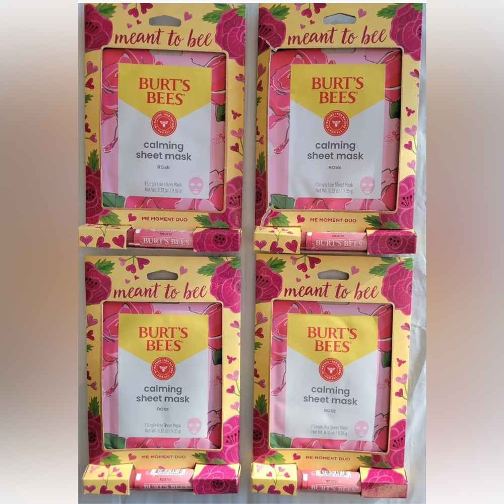 4x Burt’s Bees Meant To Bee Face Mask & Lip Tinted Gloss Bridal Party Favor Rose